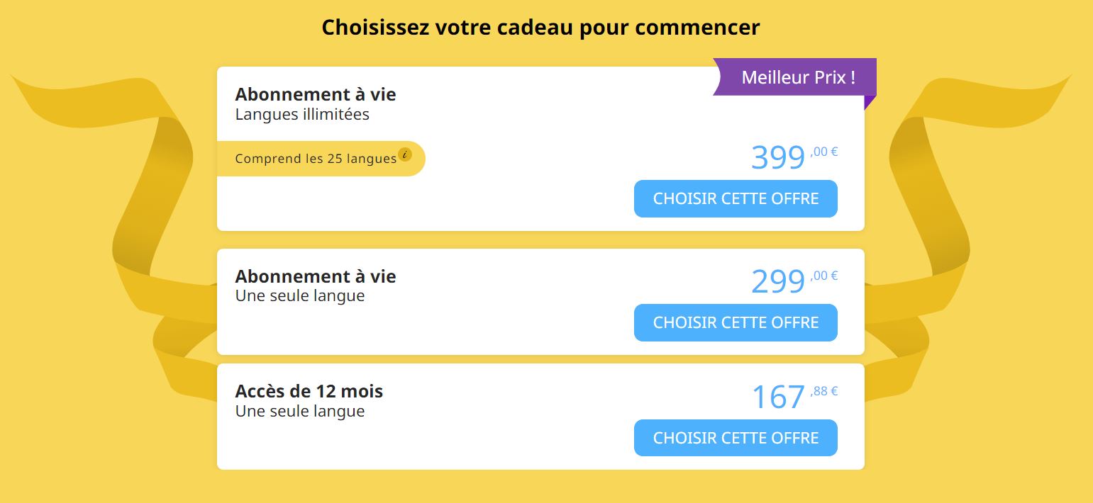 prix Rosetta stone offre cadeau